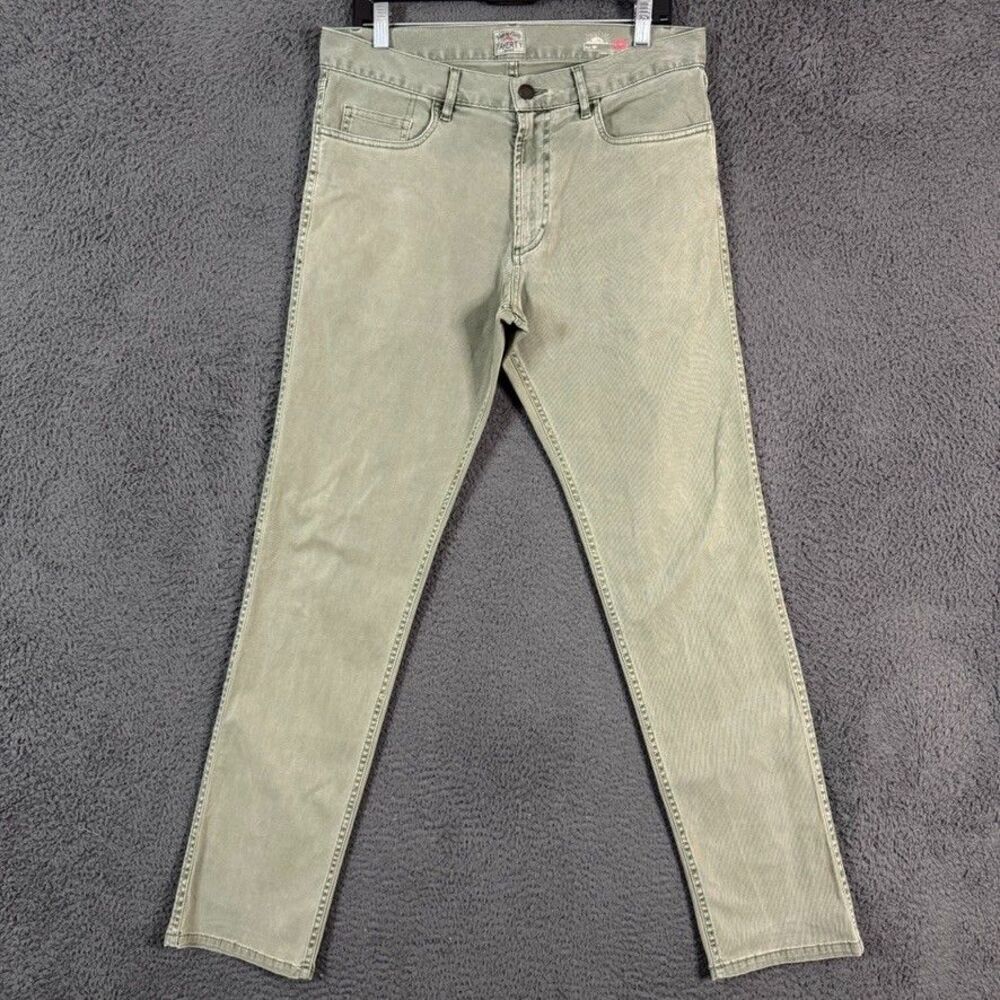 Faherty Pants Mens 32x32 Green Slim Fit Comfort Reverse Twill Stretch Chino